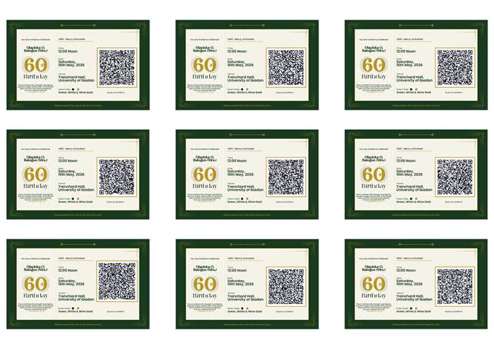 Customized 1466 Activated invitation passes with QR codes